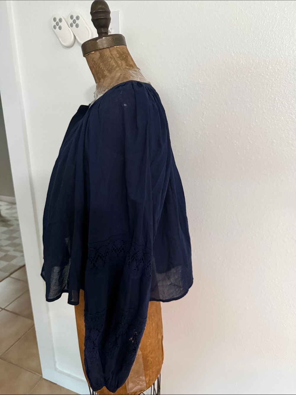 NWT aerie Navy Crochet Peasant Blouse Size S - Picture 8 of 8